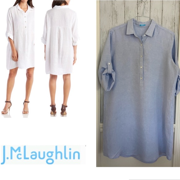 J. McLaughlin Linen Oversized Shirt Dress